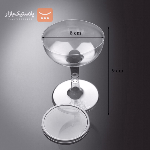 جام یکبارمصرف طلقی پایه دار ۱۳۰ سی سی روژین 2