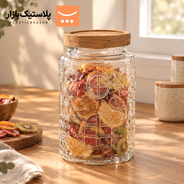 بانکه شیشه ای درب چوبی بزرگ گرد میلو