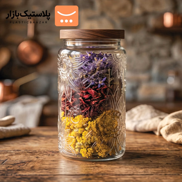 بانکه شیشه ای درب چوبی بزرگ گرد نیوا