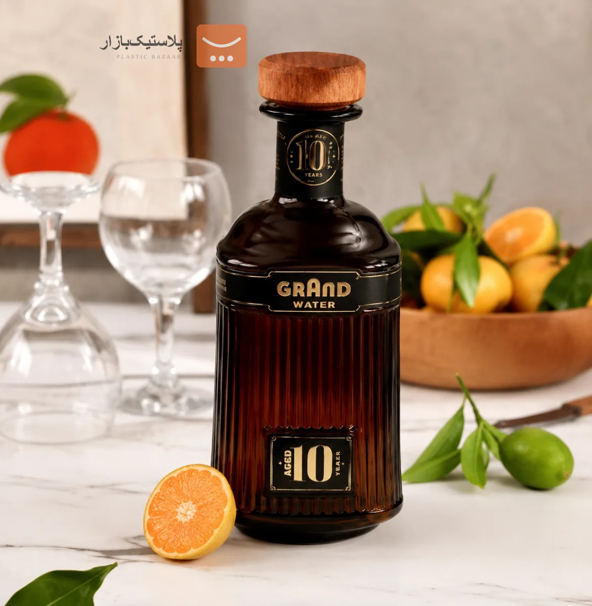 بطری اب شیشه ایی درب چوبی ونهان گرند