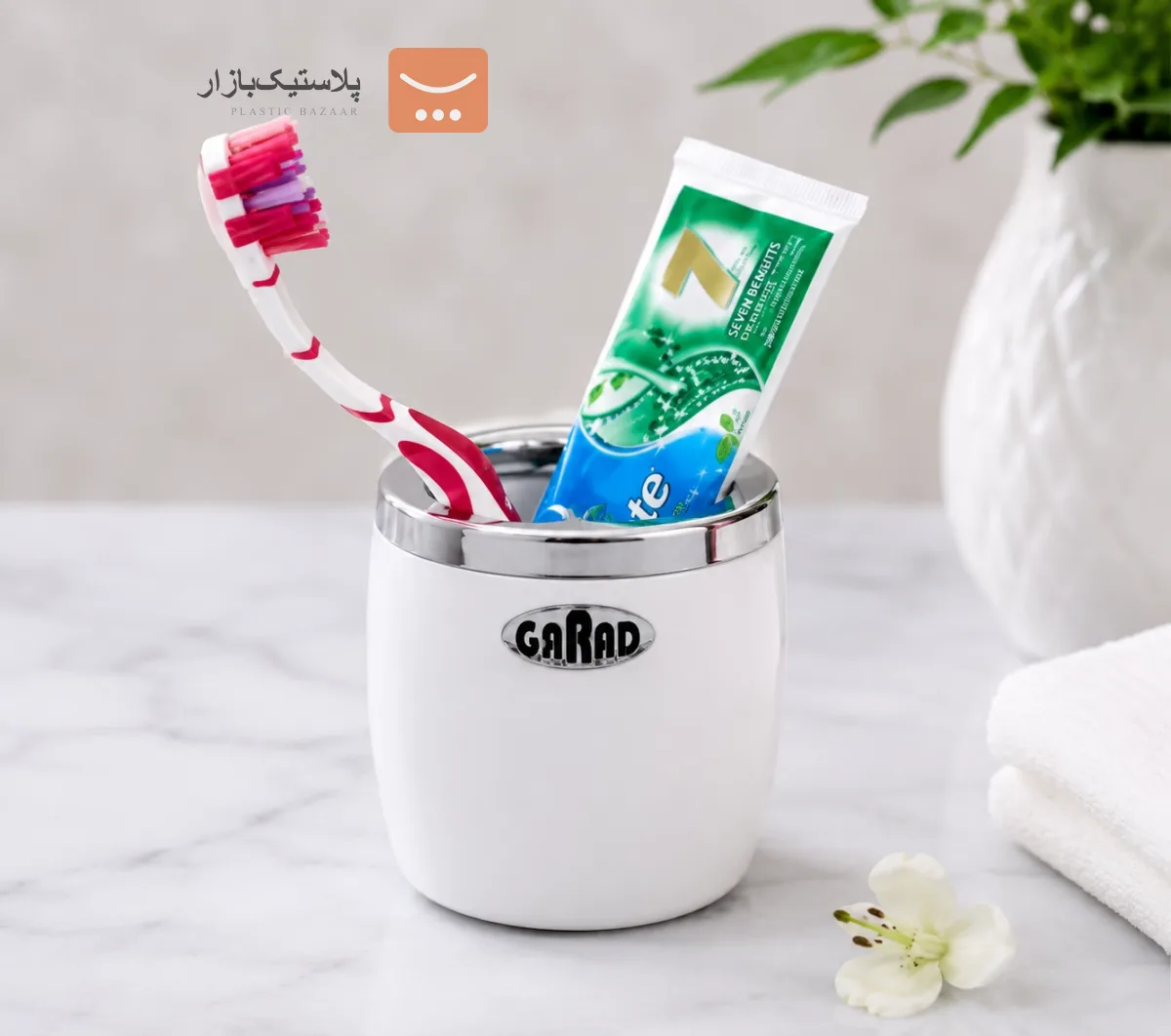 جا مسواک بهداشتی گرد درب کروم