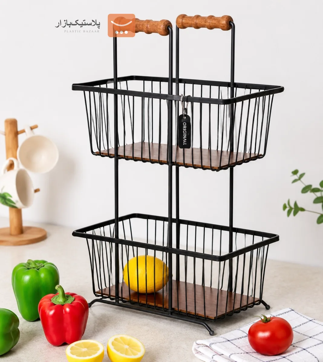 جاپیازی 2 طبقه مستطیل دسته چوبی و کف چوبی 